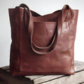 Borsa in pelle fatta a mano marrone scuro - Artigianato senza tempo - Vera pelle