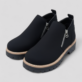 Shoes : Adie | Comfortabele laarzen met ronde neus voor dames in Zwart van Pantino