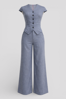 Women's Dress : Broek Dames Blauw - Elegante Top en Set in Blauw van Pantino