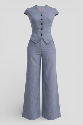 Women's Dress : Broek Dames Blauw - Elegante Top en Set in Blauw van Pantino