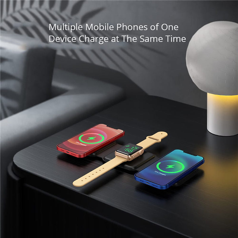 3-in-1 Draadloze oplader - Eén oplader voor je smartphone, smart watch en oordopjes Wireless Charger Pantino   