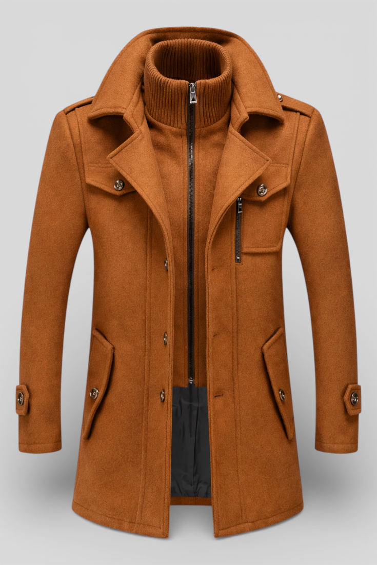 Winter Coat : Winterjas Heren Marineblauw in Bruin van Pantino