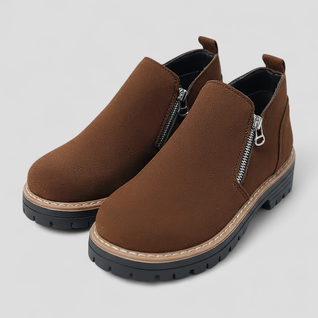 Shoes : Adie | Comfortabele laarzen met ronde neus voor dames in Bruin van Pantino