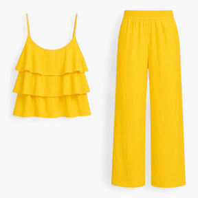Women Set : Caterina | Elegante, gecoördineerde set voor dames in Geel van Pantino