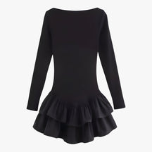 Dress : Celeste | Minijurk met lange mouwen - Trends en stijl in Zwart van Pantino