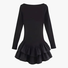 Dress : Celeste | Minijurk met lange mouwen - Trends en stijl in Zwart van Pantino