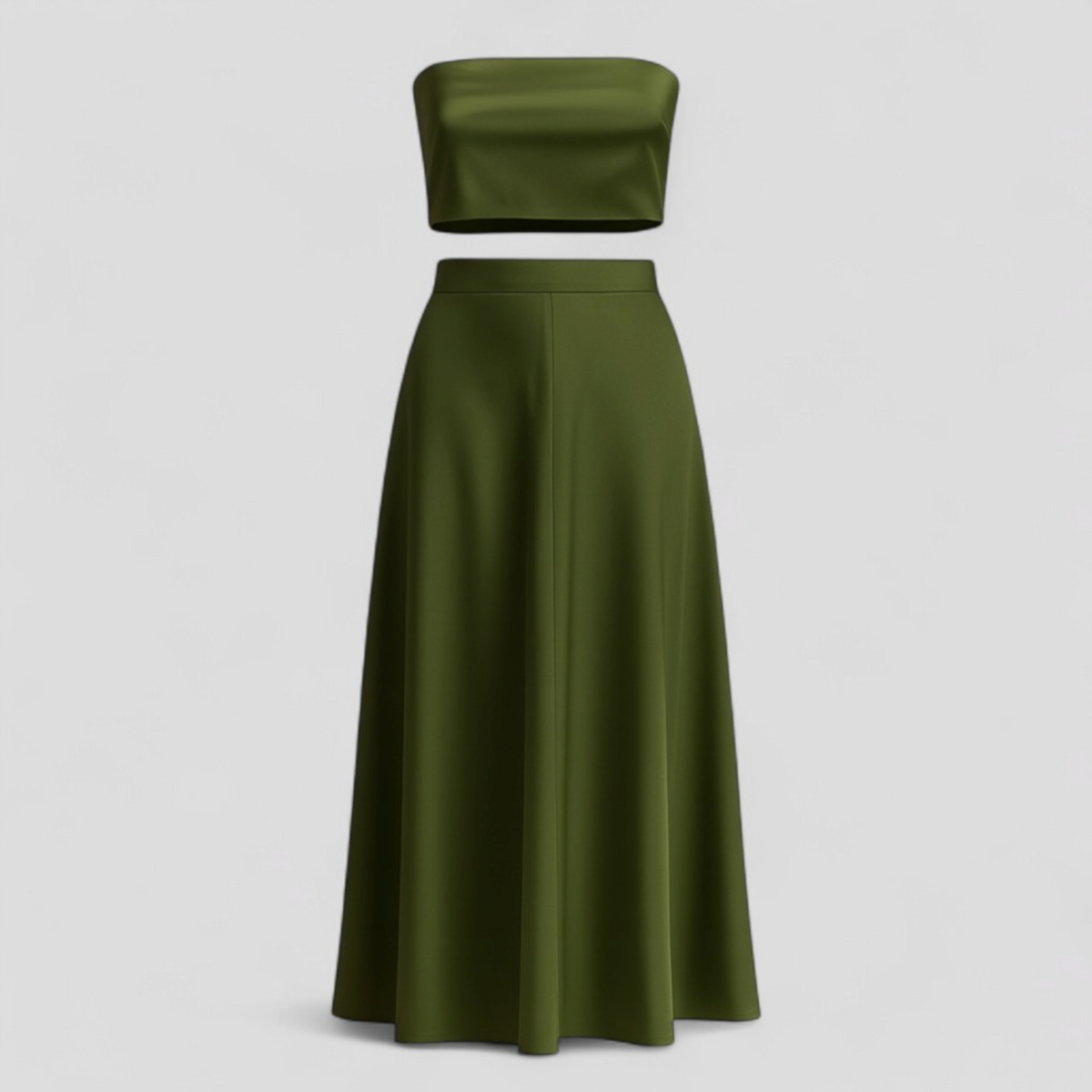 Women's Dress : Betty | Luxe Strapless Zomerjurk Set in Groen van Pantino