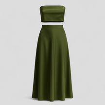 Women's Dress : Betty | Luxe Strapless Zomerjurk Set in Groen van Pantino