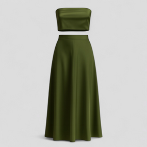 Women's Dress : Betty | Luxe Strapless Zomerjurk Set in Groen van Pantino