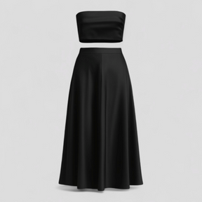 Women's Dress : Betty | Luxe Strapless Zomerjurk Set in Zwart van Pantino