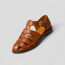 Klassieke Zwarte Herensandalen van Echt Leer, Comfortabel met Verstelbare Gesp en Ademend