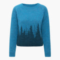 Esprit vintage retro sweter na unikalny wygląd - niebieski/z motywem drzew