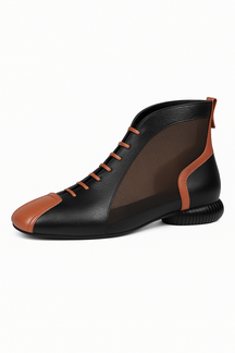 Zomerse tweekleurige mesh sneakers met lage leren zool