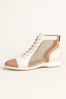 Zomerse tweekleurige mesh sneakers met lage leren zool