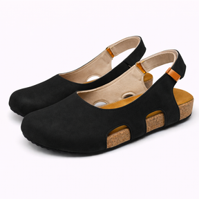 Slingback Zwarte Dames van Echt Leer, Hak 5cm, Ronde Neus: Elegantie & Comfort