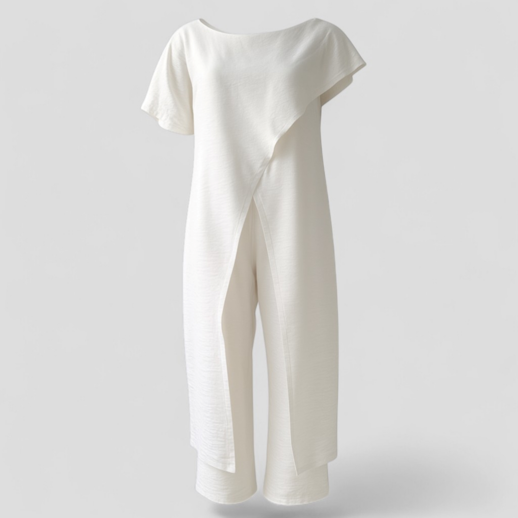 Completo Donna Elegante Top Crop e Pantaloni Vita Alta - Tuta Estiva Casual