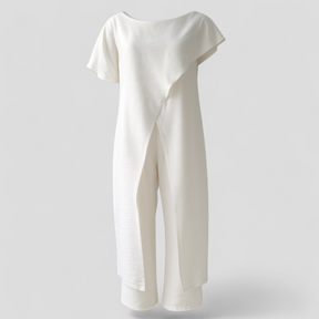 Completo Donna Elegante Top Crop e Pantaloni Vita Alta - Tuta Estiva Casual