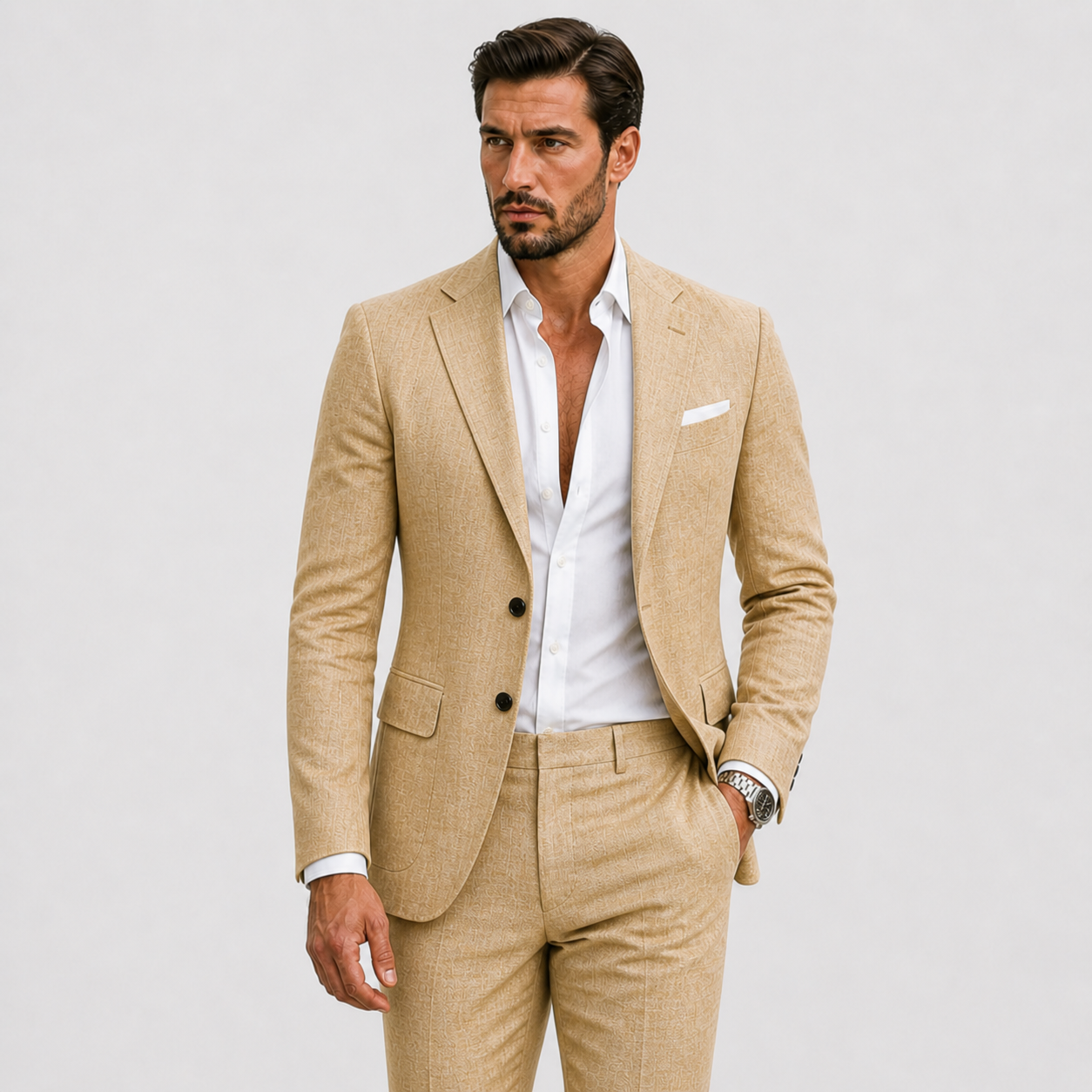 Elegant Zomers Slim Fit Herenpak van Linnen - Perfect voor Ceremonies en Evenementen