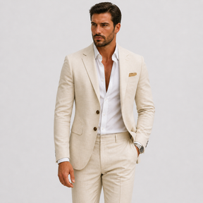 Elegant Zomers Slim Fit Herenpak van Linnen - Perfect voor Ceremonies en Evenementen