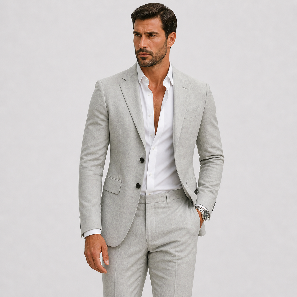 Elegant Zomers Slim Fit Herenpak van Linnen - Perfect voor Ceremonies en Evenementen