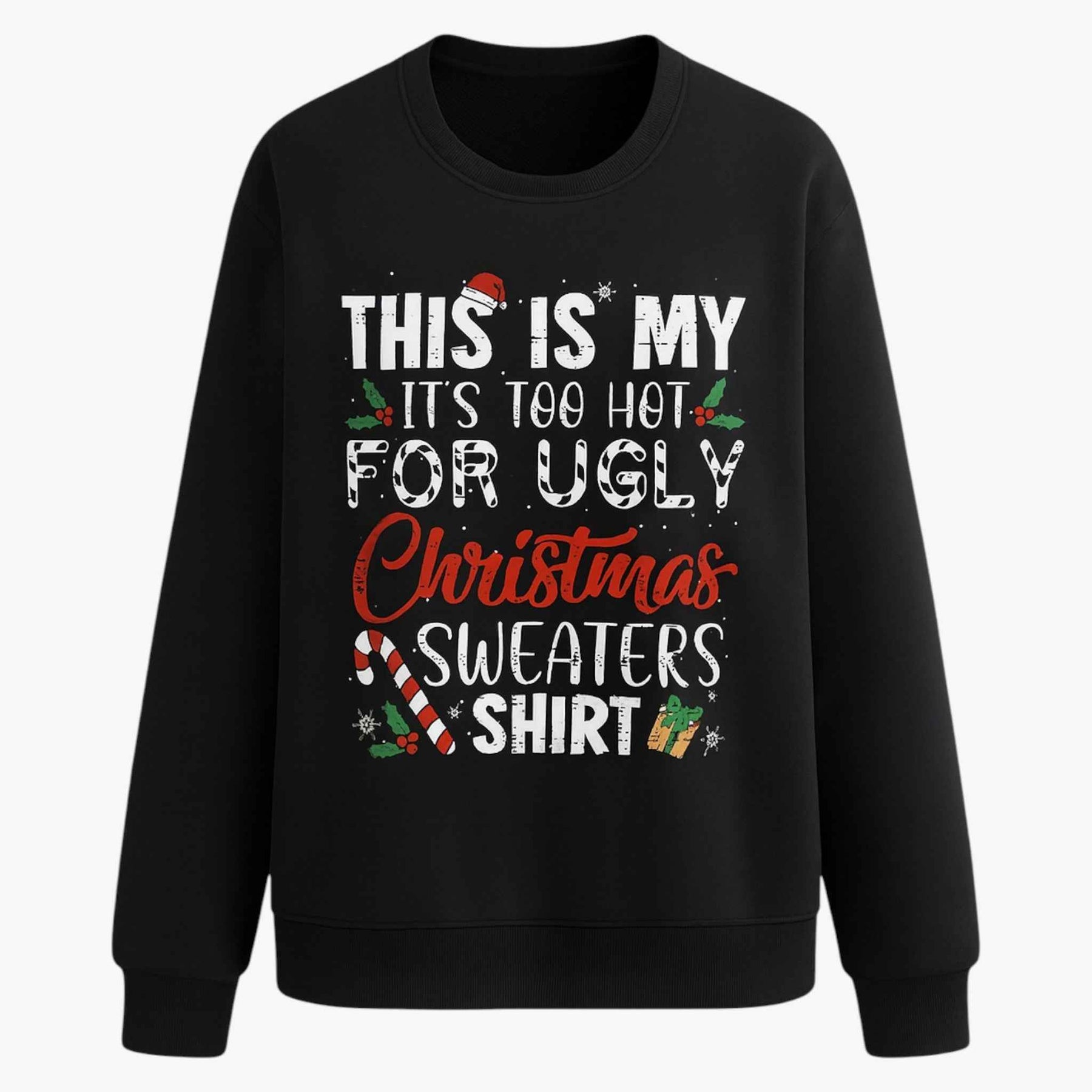 Sweaters : Foute Kersttrui Heren Met Humoristische Slogan in Zwart van Pantino