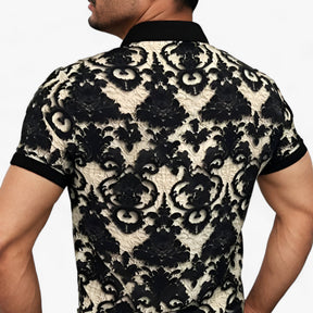 Clothes : CoolFit | Stretch overhemd met opstaande kraag en 3D-bloemenprint - Modern design met comfort in van Pantino