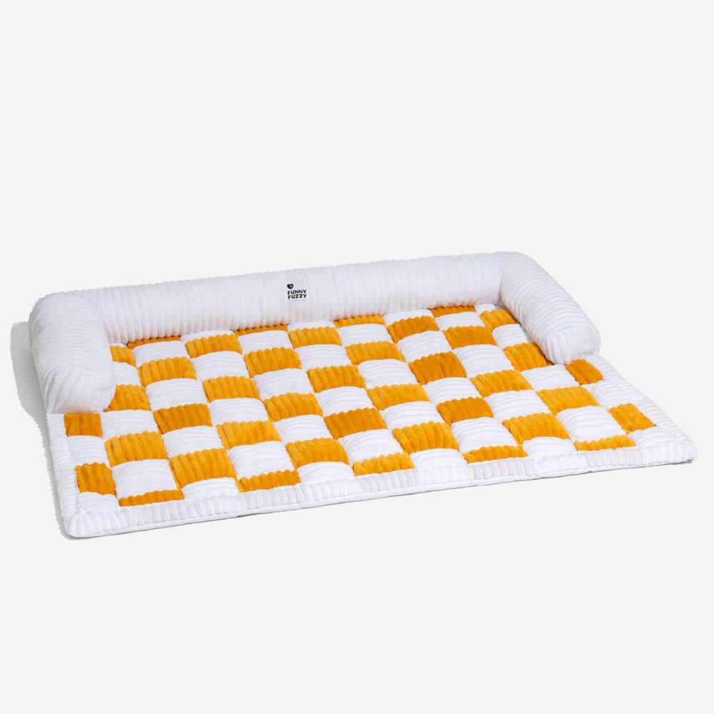 Cream Square Plaid Cozy Dog Mat Furniture Protector Cover - - Couch Cover - Pantino