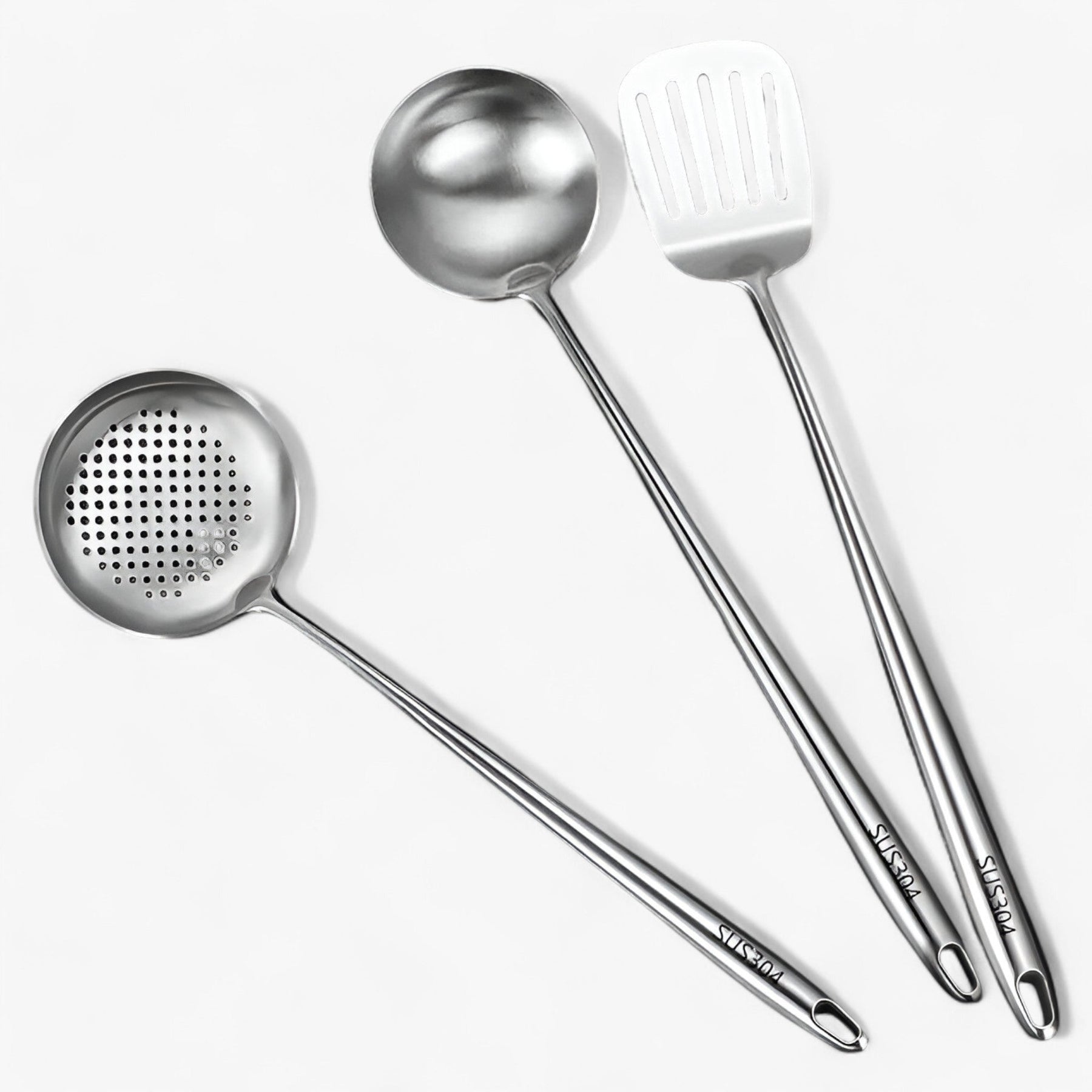 Kitchen Utensils : Roestvrij staal keukenapparatuur | Betrouwbaar, veelzijdig kookgerei in Soeplepel + Lepel met klap + schoenmakerslepel van Pantinoshop