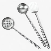 Kitchen Utensils : Roestvrij staal keukenapparatuur | Betrouwbaar, veelzijdig kookgerei in Soeplepel + Lepel met klap + schoenmakerslepel van Pantinoshop