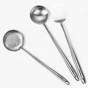 Kitchen Utensils : Roestvrij staal keukenapparatuur | Betrouwbaar, veelzijdig kookgerei in Soeplepel + Lepel met klap + schoenmakerslepel van Pantinoshop