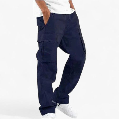 Men's Pants : Daan | Cargobroek in Donkerblauw van Pantino