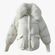 Jacket : Lira | Dames Casual Winterparka met Bontkraag in Wit van Pantino