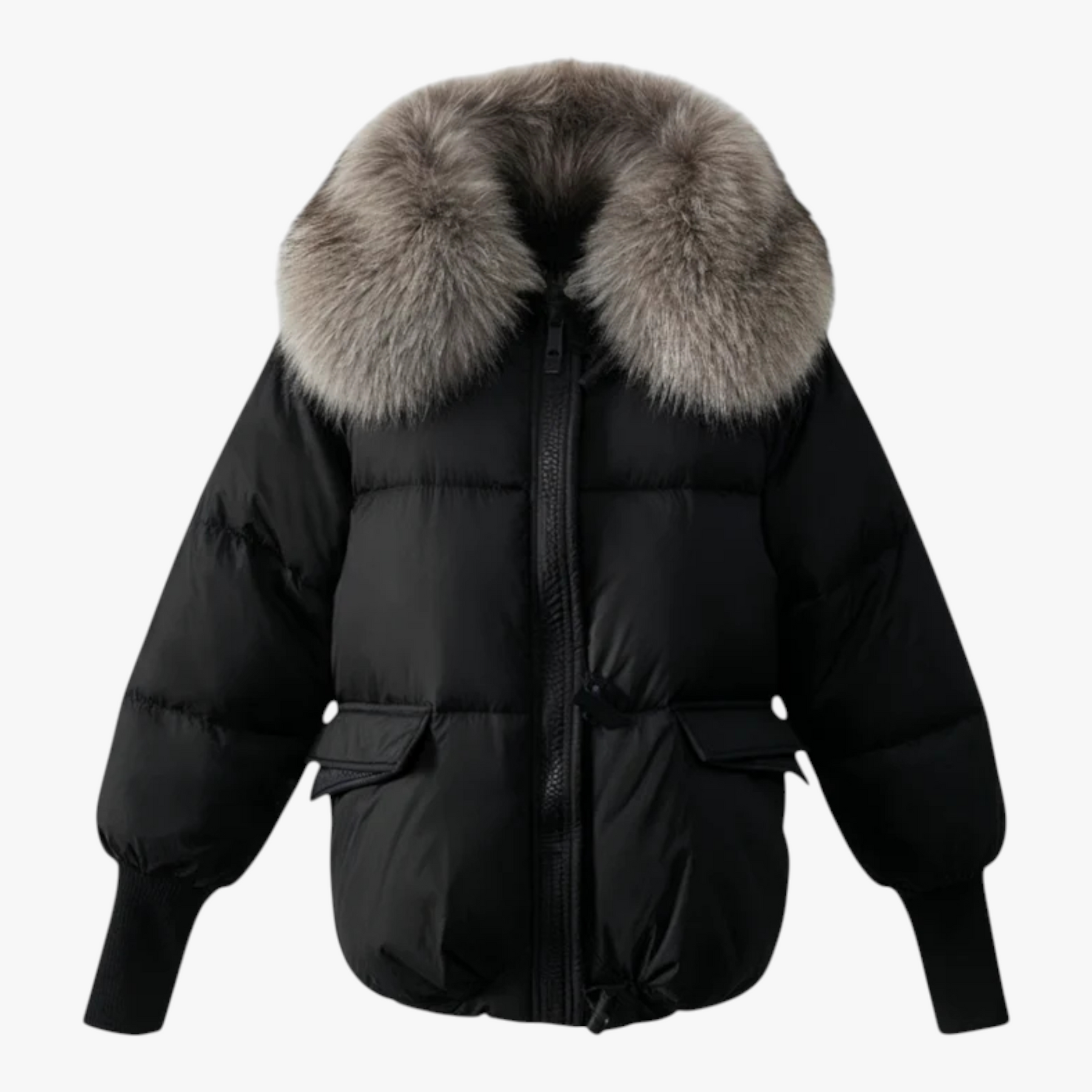 Jacket : Lira | Dames Casual Winterparka met Bontkraag in Zwart van Pantino