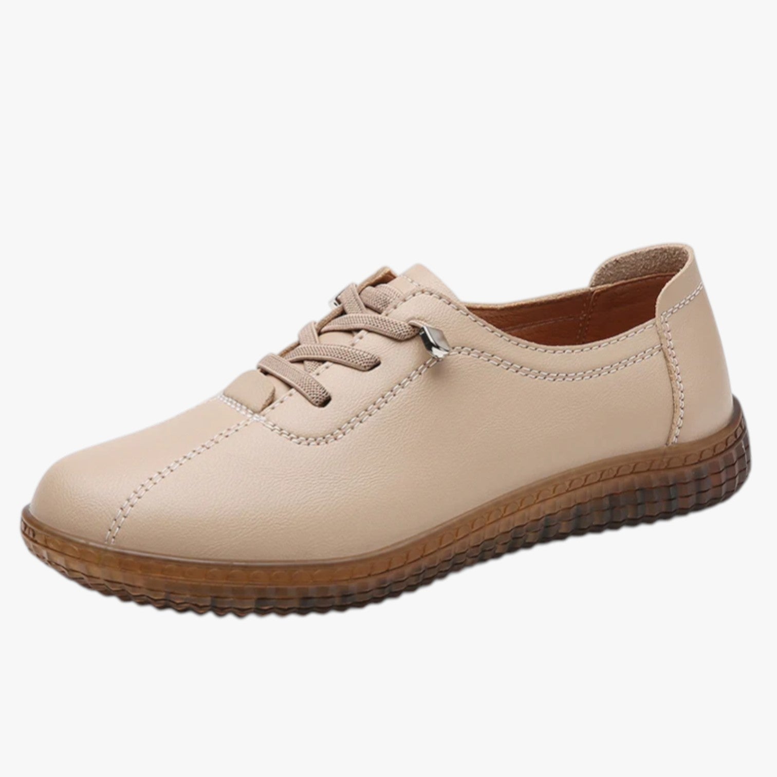 Sneakers : Alena | Dames Ademend Leer Sneakers voor Zomer in Perzik van Pantino