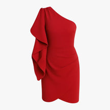 Damesjurken : Molly | Dames Asymmetrische Mini Jurk in Rood van Pantino