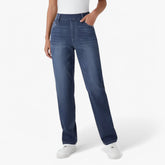 Pants : Nina | Dames Broeken Hoge Taille Met Elastische Band in Verf Blauw Denim (Slechts 8 stuks beschikbaar) van Pantino
