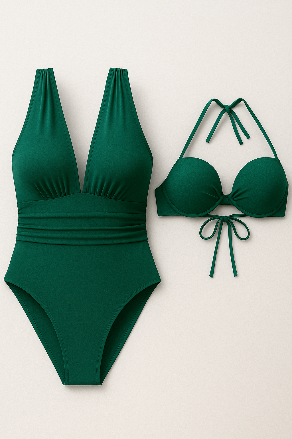 (Pinterest) Dames zwemkleding : Camille | 2 in 1 Dames V-Hals Badpak in Groen van Pantino