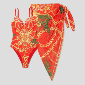 Swimsuit : Cara | Dames Elegant Badpak met Comfortabele Pasvorm in Rood van Pantino