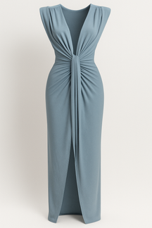 Damesjurken : Jurk Dames Rood - Elegante met Split in Stof blauw One size van Pantino