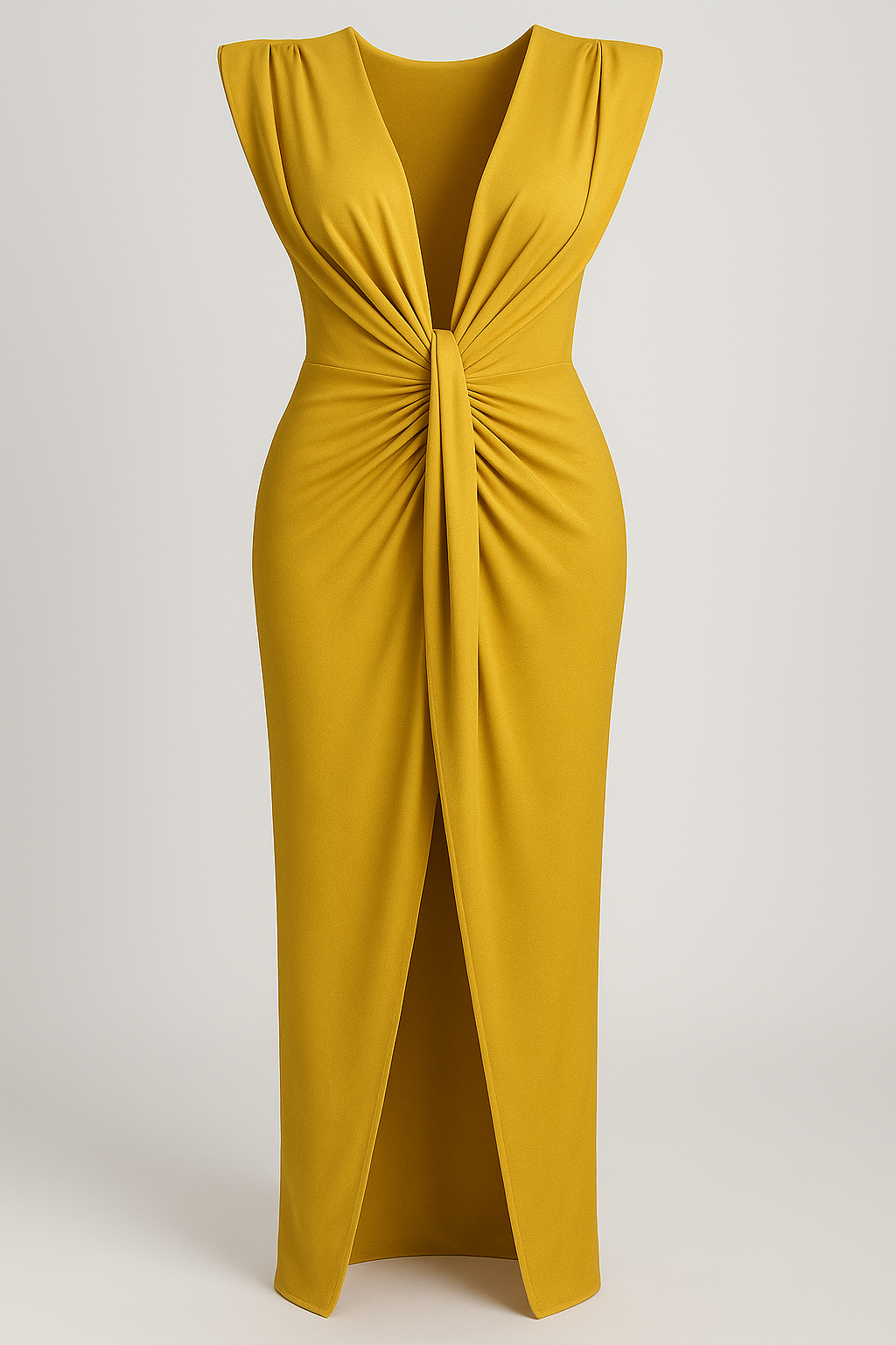 Damesjurken : Jurk Dames Rood - Elegante met Split in Geel One size van Pantino