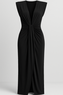 Damesjurken : Jurk Dames Rood - Elegante met Split in Zwart One size van Pantino