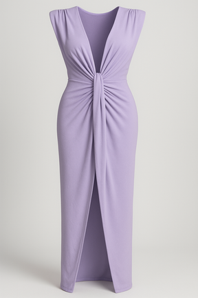 Damesjurken : Jurk Dames Rood - Elegante met Split in Paars One size van Pantino