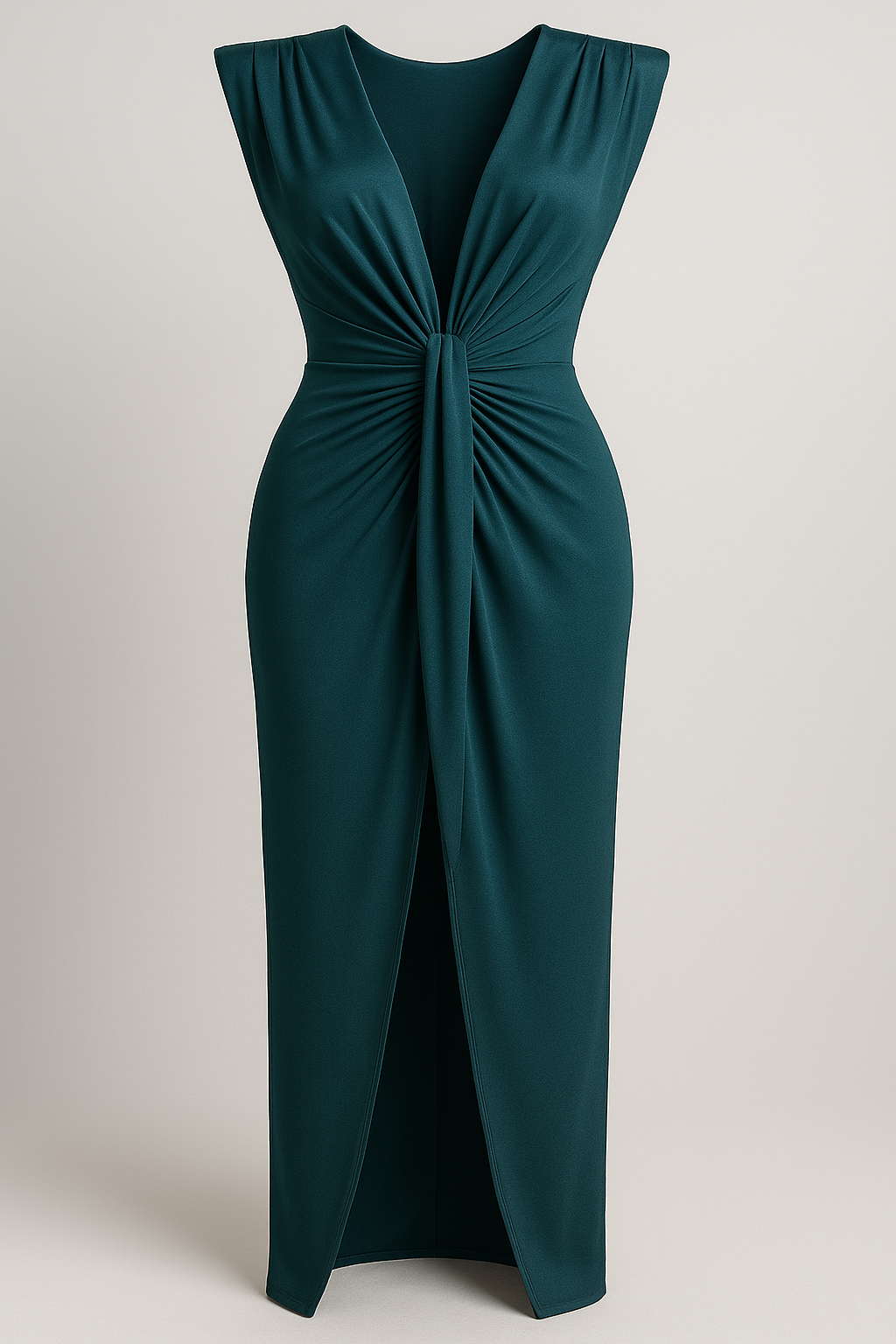 Damesjurken : Jurk Dames Rood - Elegante met Split in Petrol One size van Pantino