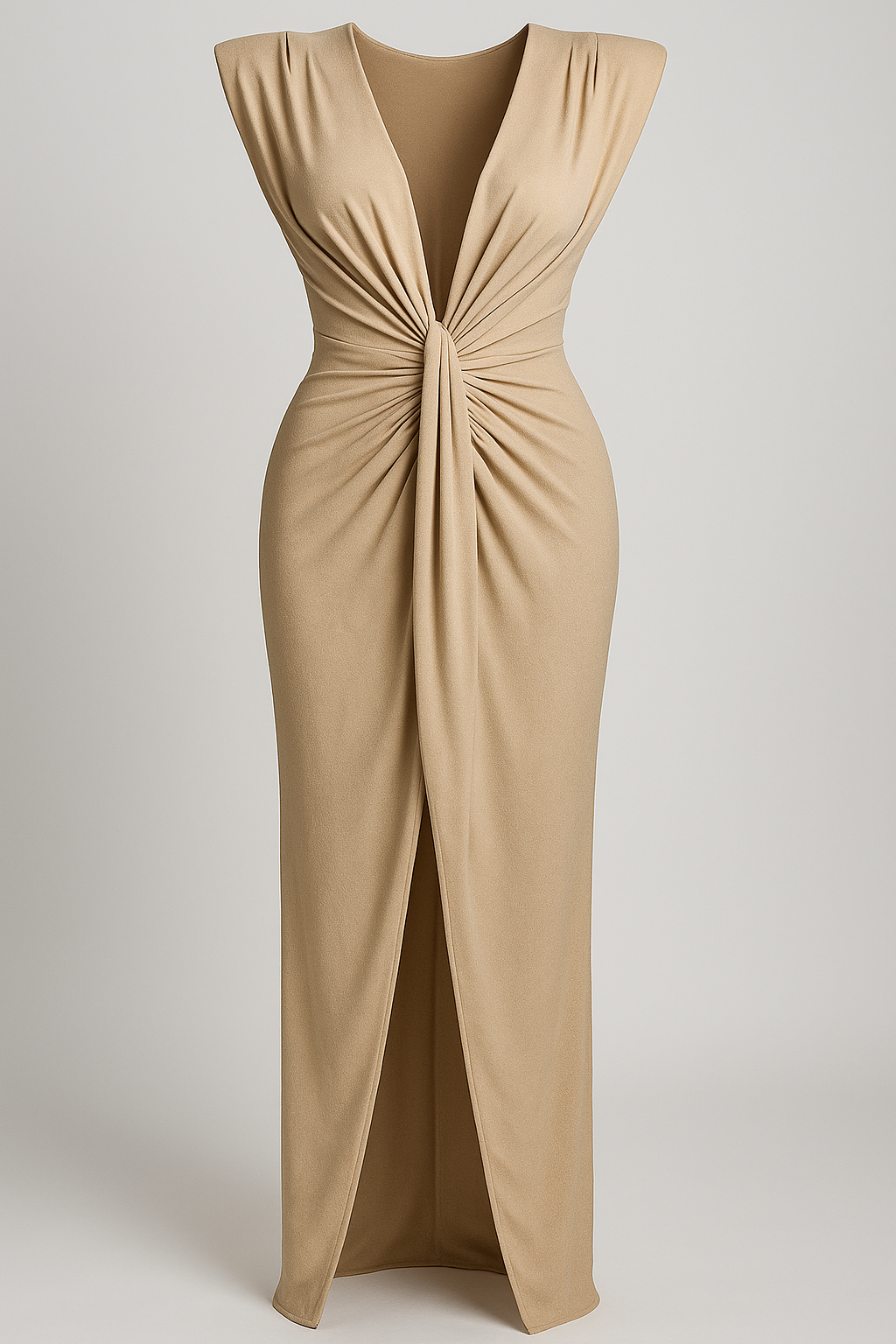 Damesjurken : Jurk Dames Rood - Elegante met Split in Beige One size van Pantino