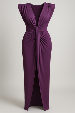 Damesjurken : Jurk Dames Rood - Elegante met Split in Lila-a One size van Pantino