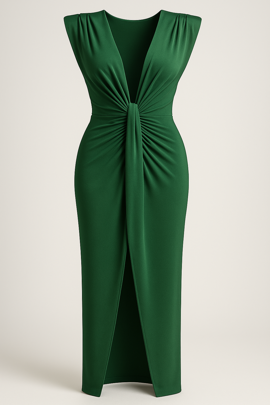 Damesjurken : Jurk Dames Rood - Elegante met Split in Donkergroen One size van Pantino