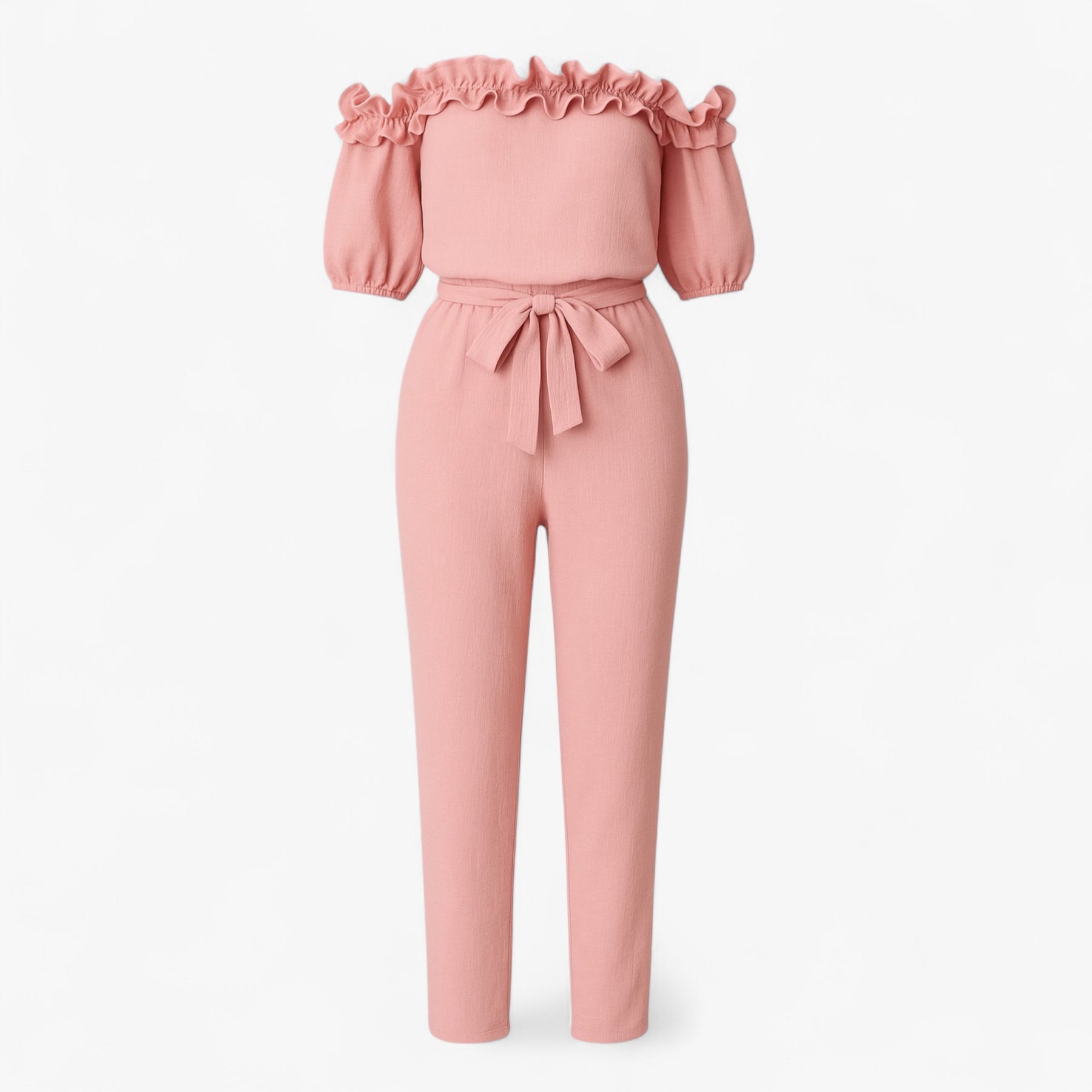 Women Clothes : Emma | Dames Elegante Kombinezon met Volantmouwen in Rosa van Pantino