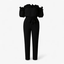Women Clothes : Emma | Dames Elegante Kombinezon met Volantmouwen in Zwart van Pantino