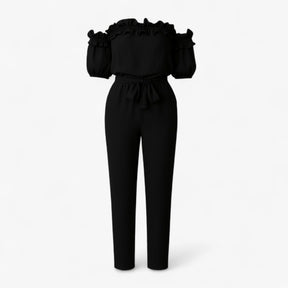 Women Clothes : Emma | Dames Elegante Kombinezon met Volantmouwen in Zwart van Pantino