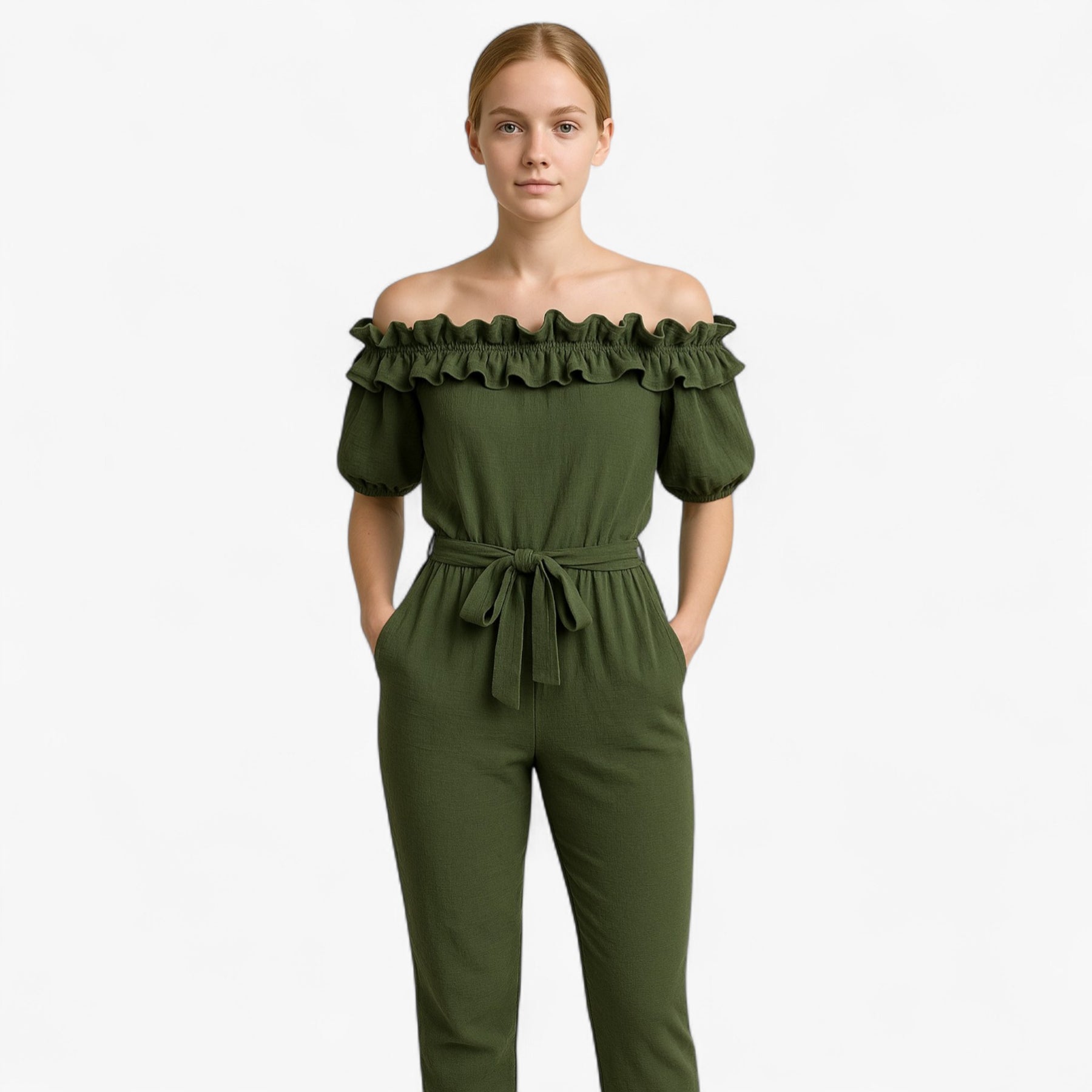 Women Clothes : Emma | Dames Elegante Kombinezon met Volantmouwen in van Pantino